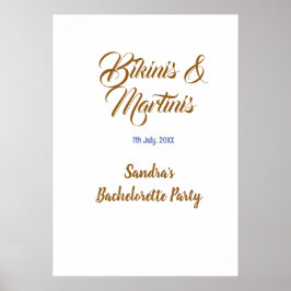 Póster nombre de la fiesta de soltera bikinis y martinis