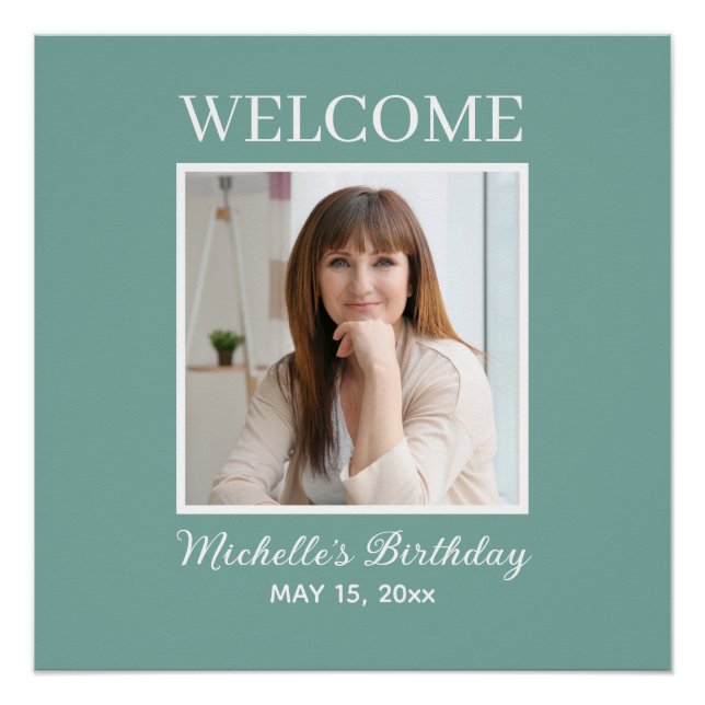 Póster Nombre de la foto de bienvenida del cumpleaños ver (Anverso)