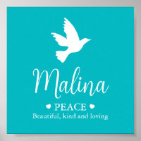 Nombre de la paloma blanca Malina que significa aq