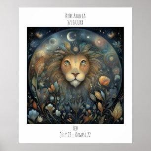 Póster Nombre de Leo Zodíaco Astrología y Cumpleaños