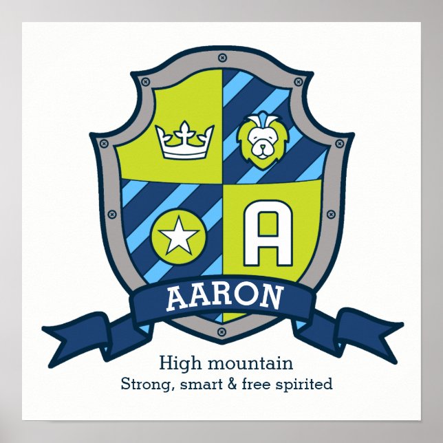 Póster Nombre de los chicos de Aaron que significa poster (Frente)
