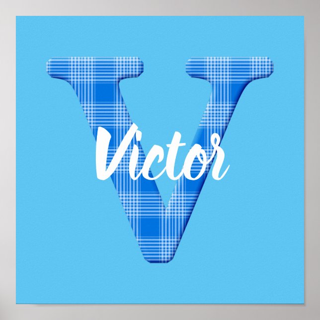 Póster Nombre de los niños Personalizado Letra cuadrada V (Frente)