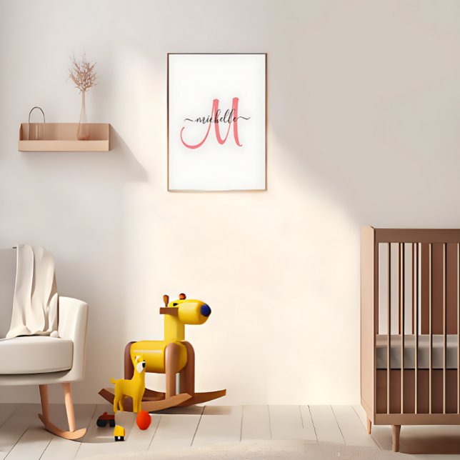 Póster Nombre de monograma del personalizado Imprimir | M (Custom Monogram Name Print | Chic Wall Art)