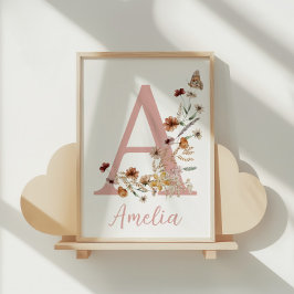 Póster Nombre de niña con aquarela de flores silvestres b