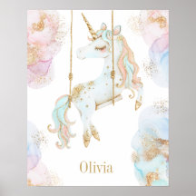 Nombre de niña mágico unicornio rosa y dorado