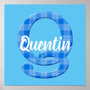Póster Nombre de niño personalizado a cuadros letra Q