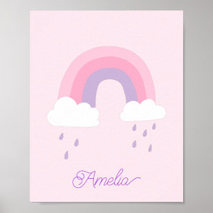 Póster Nombre de Nubes Lluviosas Arcoíris Rosa Purpura Ca