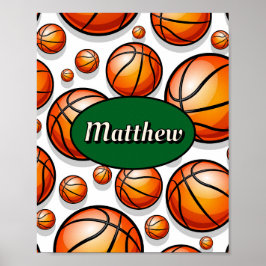 Póster nombre de patrón de baloncesto verde