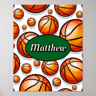 Póster nombre de patrón de baloncesto verde