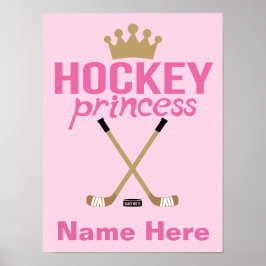 Póster Nombre de Princesa de Hockey Chicas Personalizados