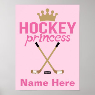Póster Nombre de Princesa de Hockey Chicas Personalizados