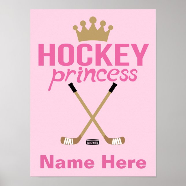 Póster Nombre de Princesa de Hockey Chicas Personalizados (Frente)