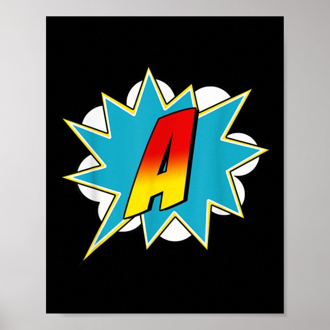 Póster Nombre de superhéroe de la letra A Disfraz retro d (Frente)