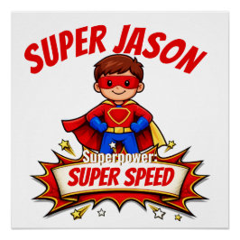Póster Nombre de superhéroe personalizado para niños