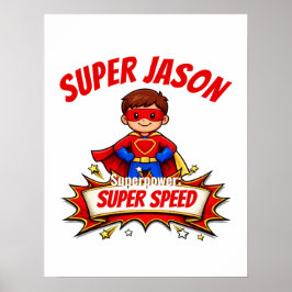 Póster Nombre de superhéroe personalizado para niños