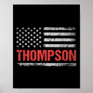 Póster Nombre de Thompson Bandera Americana - Apellido de