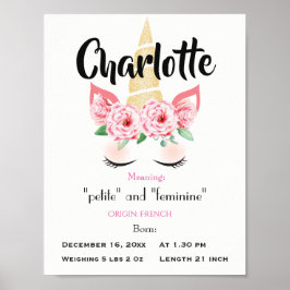 Póster Nombre de unicornio que significa guardería de sak