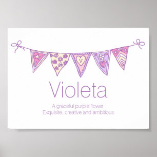 Póster Nombre de violeta que significa amarre de color ro