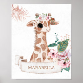 Póster *~* Nombre del bebé Giraffe Chica de la guardería