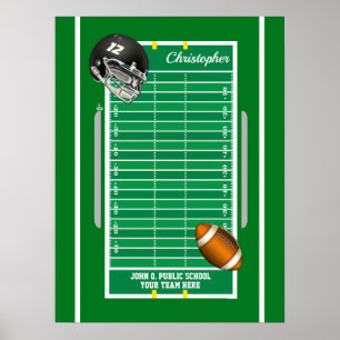 Póster Nombre del casco del jugador del campo de fútbol  