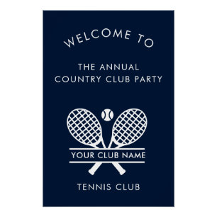 Póster Nombre del Club de Campo Eventos de Tenis Azul Mar
