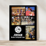 Póster Nombre del equipo de Collage de fotos de voleibol<br><div class="desc">Este poster de collage de fotos de voleibol personalizado incluye tus fotos favoritas de voleibol, un gráfico de voleibol blanco con el número de camiseta de tu jugador, y texto adicional como el nombre de tu jugador y/o nombre del equipo. Este diseño se ajusta con un color de fondo de...</div>