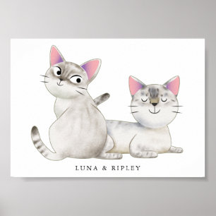 Póster Nombre del Ilustracion de gatos chiitas siameses