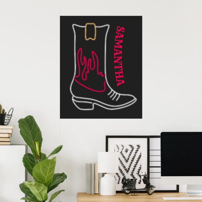 Póster Nombre del Personalizable de arranque Neon Cowboy (Oficina en casa)