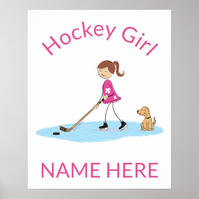 Póster Nombre del Personalizado del Chica de hockey perso (Frente)