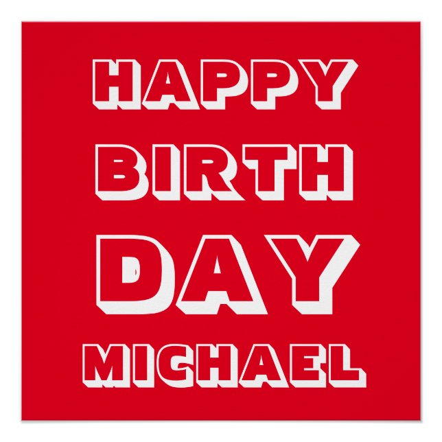 Póster Nombre del personalizar, cumpleaños feliz, negrita (Anverso)