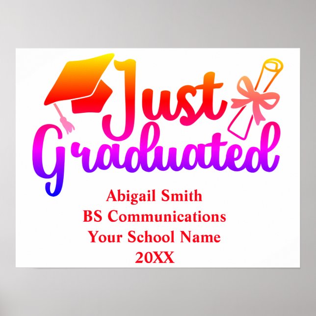 Póster Nombre del regalo de graduación personalizado, año (Frente)