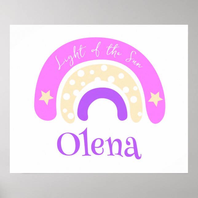 Póster Nombre gráfico funky arcoiris rosado del vivero si (Frente)