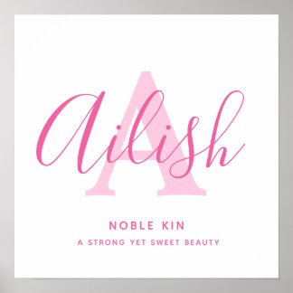 Póster Nombre ilish que significa tonos rosados personali
