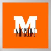 Nombre moderno y elegante inicial | Naranja Neon S