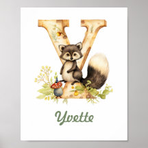 Nombre Monogramado Nursery Poster Woodland Letra Y