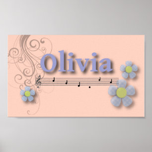 Póster Nombre Musical Olivia Habitación Guardería