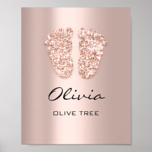 Póster Nombre Olivia significa regalo Rosa de pies de Rec