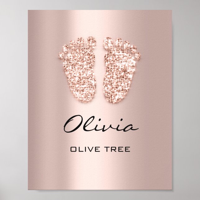 Póster Nombre Olivia significa regalo Rosa de pies de Rec (Frente)