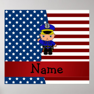 Póster Nombre personal Policía patriótico