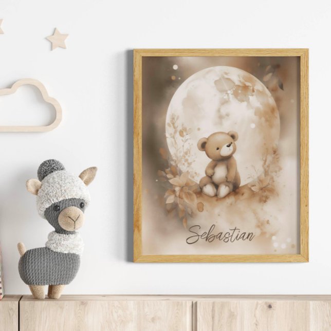 Póster Nombre personalizado acuarela Teddy Bear Nursery (Subido por el creador)