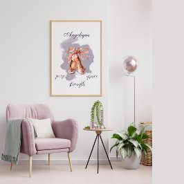 Póster Nombre personalizado Ballet de texto Pointe Shoes