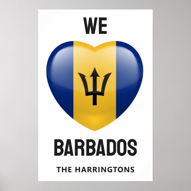 Póster Nombre personalizado Barbados Love (Frente)