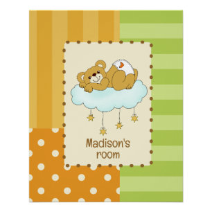 Póster Nombre personalizado Bear Bear Teddy