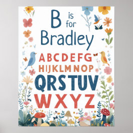 Póster Nombre personalizado Bebés Nursery Alphabet
