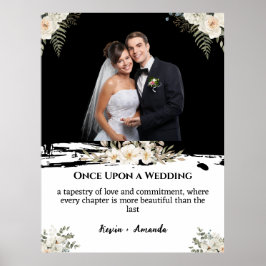 Póster Nombre Personalizado Boda Floral Blanca