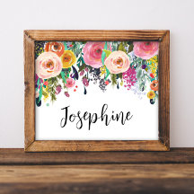 Nombre personalizado Boho Floral Dormitorio Nurser