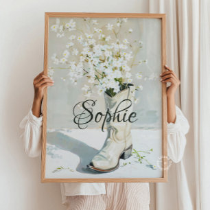 Póster Nombre Personalizado Bota De Vaquera Con Pintado D