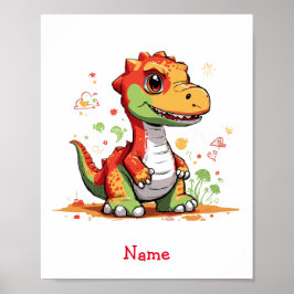Póster Nombre personalizado de dinosaurio de bebé