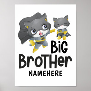 Póster Nombre personalizado de Ilustracion de gato de sup