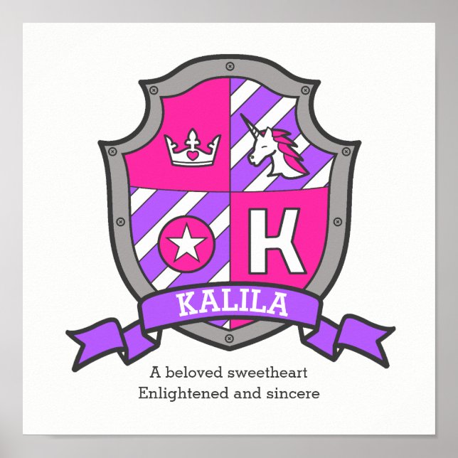 Póster Nombre personalizado de Kalila que significa letra (Frente)